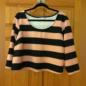 Striped Black and Pink Women's Top and Skirt